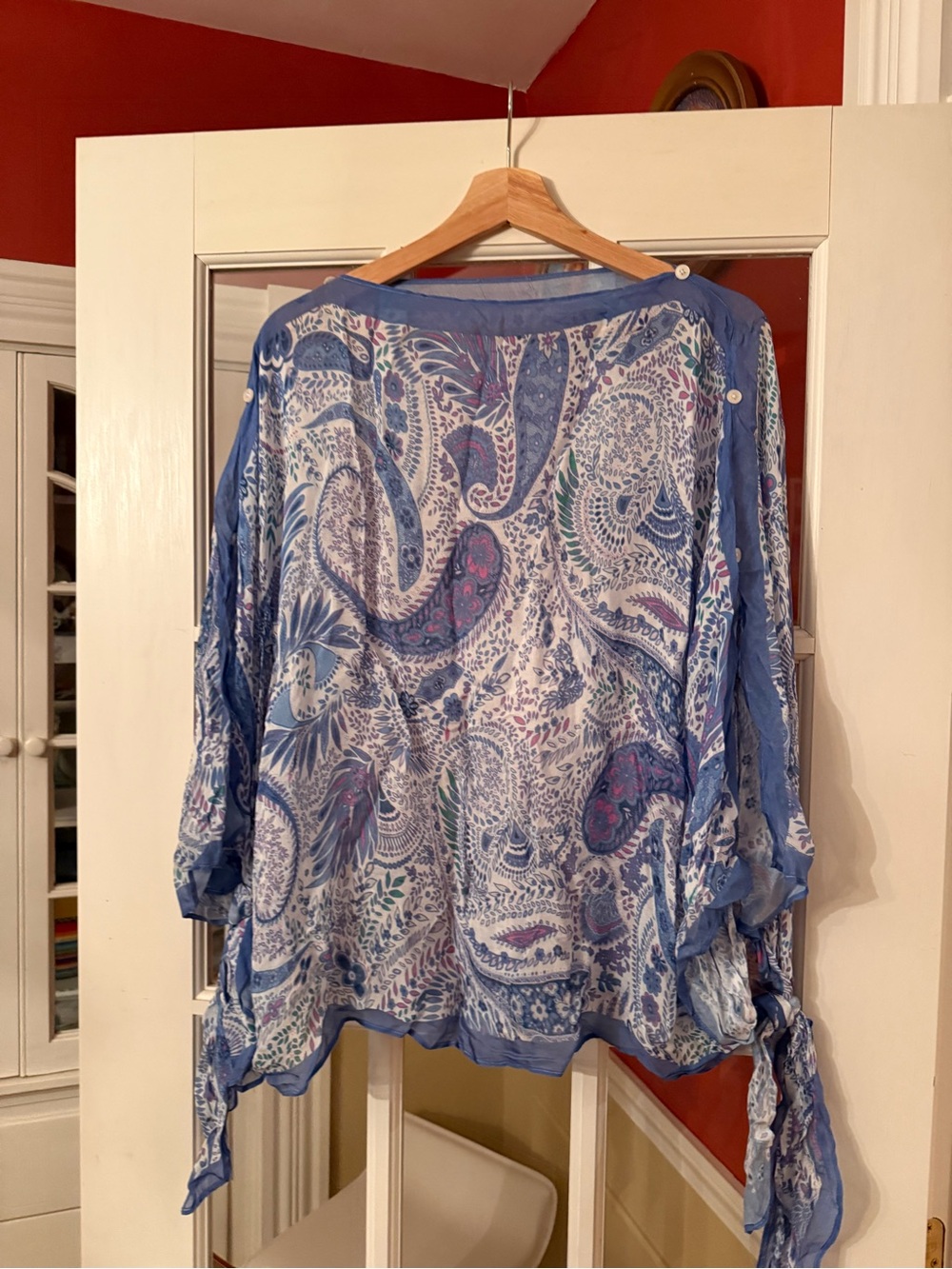 Blue Paisley Sheer Women's Top